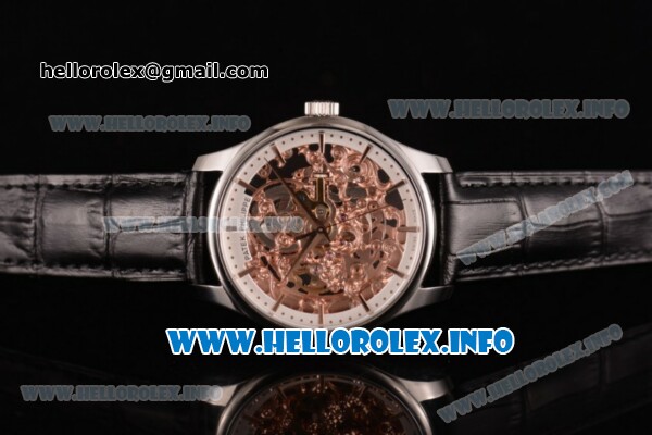 Patek Philippe Complicated Skeleton Asia Automatic Steel Case with Skeleton Dial and Black Leather Strap - White Inner Bezel (GF) - Click Image to Close